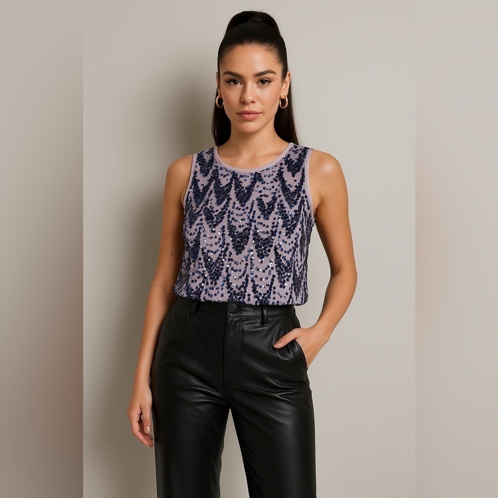 Torrid NWT Lavender Sequin Tank Top Plus Size 1 14/16 Holiday Party Sparkle
